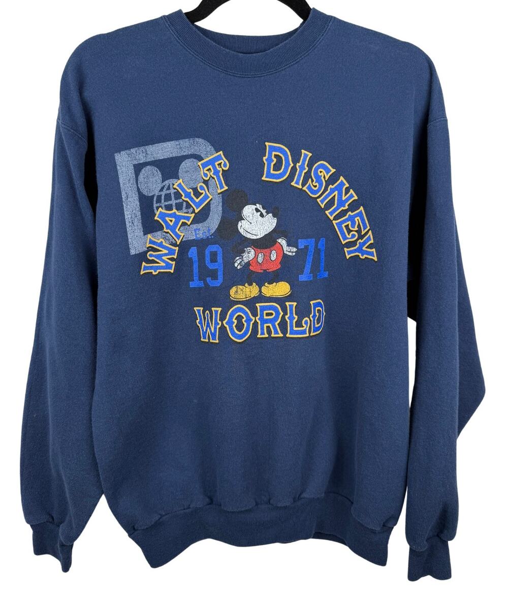 Disneyland Walt Disney World Mickey Mouse Blue Crew Neck Sweater Medium Casual